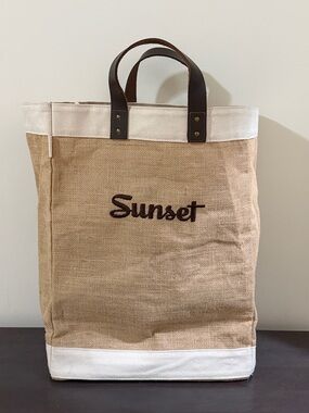 FREE with purchase Sunset Canvas Tote Bag with Leather Handles